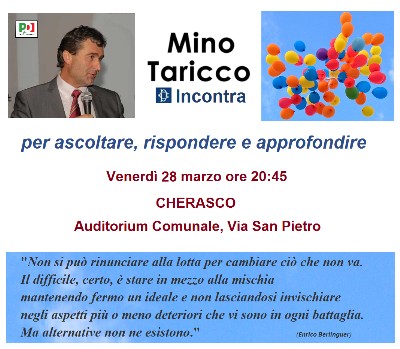 MINO TARICCO INCONTRA PER ASCOLTARE, RISPONDERE E APPROFONDIRE Cherasco