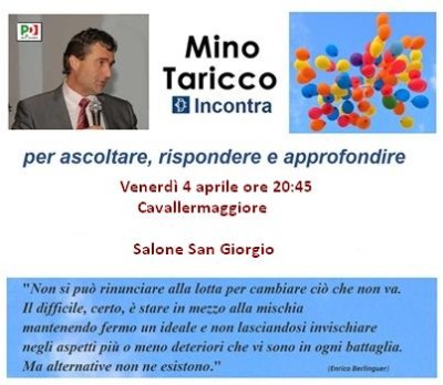 MINO TARICCO INCONTRA PER ASCOLTARE, RISPONDERE E APPROFONDIRE Cavallermaggiore