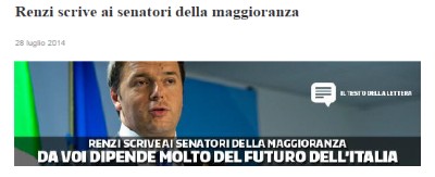 RENZI SCRIVE AI SENATORI