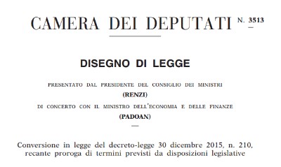 MILLEPROROGHE: CANCELLATA LA TASSA SUL LICENZIAMENTO