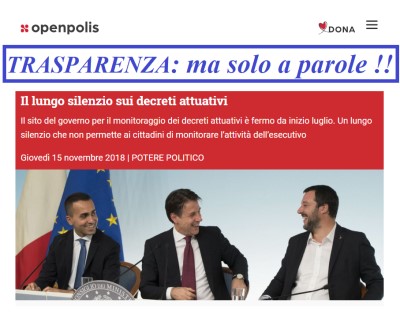 TRASPARENZA NON E’ UN SLOGAN, MA E’, O NON E’, UNO STILE DI COMPORTAMENTO