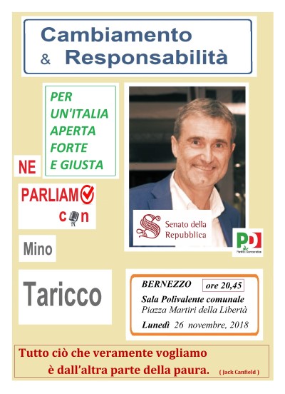 BERNEZZO: IL SENATORE TARICCO CONTINUA AD INCONTRARE LA PROVINCIA DI CUNEO