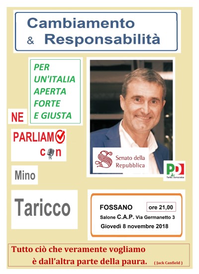 IL SENATORE MINO TARICCO INCONTRA LA PROVINCIA DI CUNEO