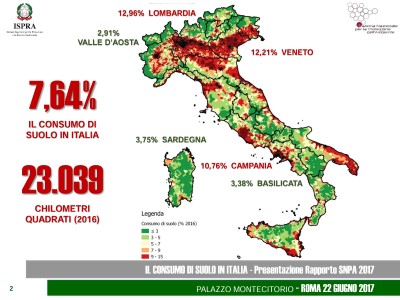 CONSUMO DI SUOLO: UNA PROPOSTA CHE FA TESORO DEL LAVORO DI QUESTI ANNI