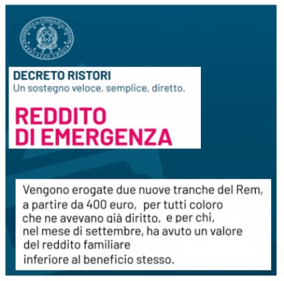 REDDITO DI EMERGENZA: NUOVA TRANCHE