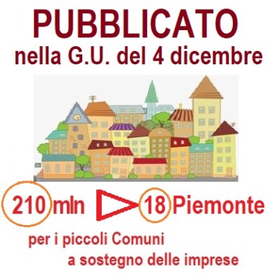 PUBBLICATO IN G.U. IL RIPARTO  DEI 210 MILIONI DI CUI 18 PER IL PIEMONTE