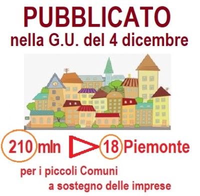 PUBBLICATO IN G.U. IL RIPARTO  DEI 210 MILIONI DI CUI 18 PER IL PIEMONTE