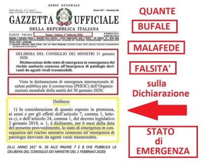 DELIBERA SU STATO DI EMERGENZA : QUANTA MALAFEDE!