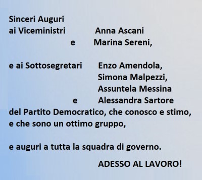 GOVERNO. LA LISTA DEI VICEMINISTRI E SOTTOSEGRETARI